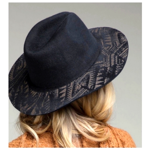 Boho Wool laser Print Brim Panama Hat - Picture 6 of 9